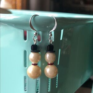 Pearl Snowman Earrings